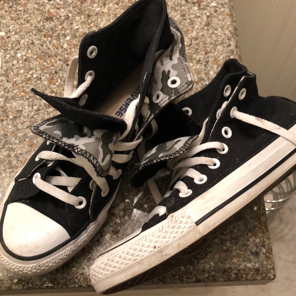 High top double flap camo converse (custom made)